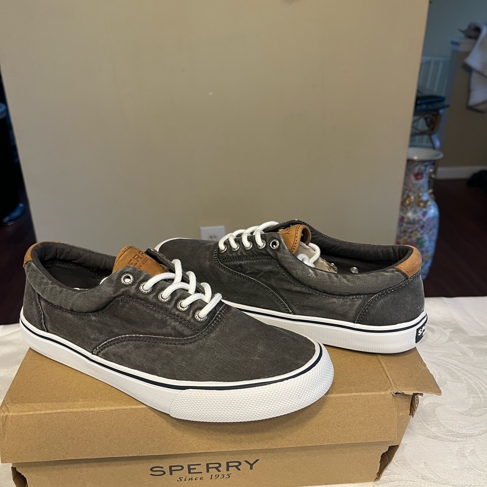 SPERRY Canvas Sneakers Dark Grey/Black Heather SZ 8.5 NWT